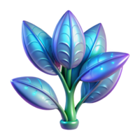 joyful mesmerizing Ultra-detailed, isolated cutout of a single, bioluminescent space plant, hyper-specific leaf patterns, concept art style with Transparent Background 8K png