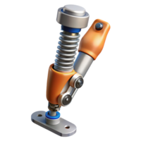 magnificent joyful minimalist Professional render, ultra-detailed, photorealistic biomechanical leg with integrated spring system with Transparent Background top-tier png