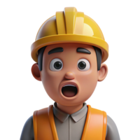 timeless geometric Surprised construction worker, hard hat, with Transparent Background artisan png