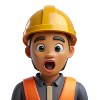 majestic minimalist Surprised construction worker, hard hat, with Transparent Background premium png