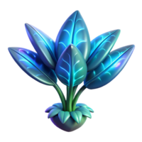 magnificent artistic Ultra-detailed, isolated cutout of a single, bioluminescent space plant, hyper-specific leaf patterns, concept art style with Transparent Background refined png