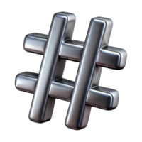 immaculate tropical A single, stylized hashtag symbol made of brushed steel with Transparent Background top-tier png