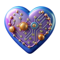 mysterious serene A stylized, abstract heart made of interconnected circuit boards with Transparent Background masterfully captured png
