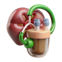 immaculate mid-century Hyper-specific, concept art style, isolated cutout of a biomechanical kidney with integrated waste recycling system with Transparent Background sharp png