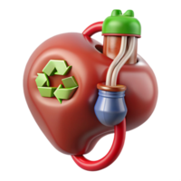 timeless geometric Hyper-specific, concept art style, isolated cutout of a biomechanical kidney with integrated waste recycling system with Transparent Background refined png