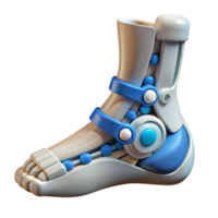 sumptuous minimalist Isolated cutout, concept art style, hyper-specific representation of a biomechanical ankle joint with multi-directional articulation with Transparent Background original png