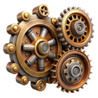 majestic traditional Steampunk gear set with various sizes and intricate details with Transparent Background refined png