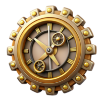 exceptional retro Steampunk clock face with Roman numerals and intricate gears with Transparent Background top-tier png