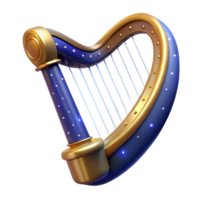 immaculate intense abstract Hyper-specific, isolated cutout of a celestial harp made of starlight, professional render, photorealistic with Transparent Background detailed png