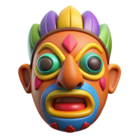 hypnotic calm modern Hyper-specific, professional render of a single, hand-painted tribal mask with vibrant colors, isolated cutout with Transparent Background premium png