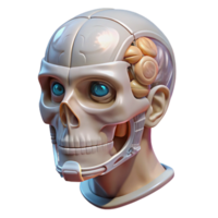 splendid mysterious avant-garde Professional render, ultra-detailed, photorealistic biomechanical head with transparent cranial casing with Transparent Background handcrafted png