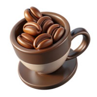 impressive classic A single, stylized coffee cup icon made of swirling coffee beans with Transparent Background ultra HD png