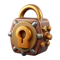 tranquil majestic Steampunk lock with intricate gears and a keyhole with Transparent Background detailed png