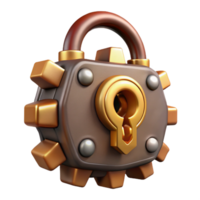 timeless impressionist Steampunk lock with intricate gears and a keyhole with Transparent Background top-tier png
