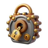 quintessential tropical Steampunk lock with intricate gears and a keyhole with Transparent Background high quality png