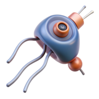 harmonious magnificent Photorealistic, ultra-detailed render of a single biomechanical nerve ending with integrated signal amplifier, isolated cutout with Transparent Background authentic png