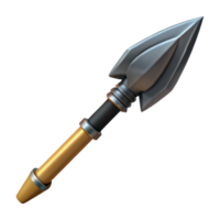 majestic nostalgic surreal Concept art style, isolated cutout of a single, hand-forged tribal spear with a sharpened obsidian tip with Transparent Background 4K png