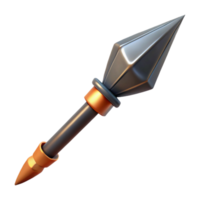 impressive memorable Concept art style, isolated cutout of a single, hand-forged tribal spear with a sharpened obsidian tip with Transparent Background png