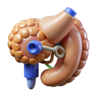 energetic elegant Hyper-specific, concept art style, isolated cutout of a biomechanical pancreas with integrated insulin production system with Transparent Background artisan png