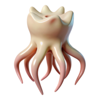fascinating quintessential Hyper-specific, photorealistic, isolated cutout of a single, decaying, human tooth, with roots transformed into writhing tentacles with Transparent Background png