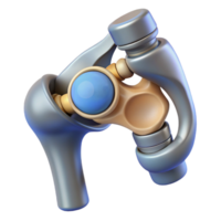 iconic rustic Isolated cutout, concept art style, hyper-specific depiction of a biomechanical hip joint with ball-and-socket mechanism with Transparent Background ultra HD png