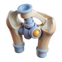 quintessential organic Isolated cutout, concept art style, hyper-specific depiction of a biomechanical hip joint with ball-and-socket mechanism with Transparent Background museum quality png