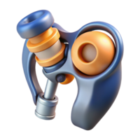 timeless industrial Isolated cutout, concept art style, hyper-specific depiction of a biomechanical hip joint with ball-and-socket mechanism with Transparent Background exclusive png