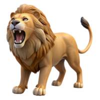 reflective dramatic A powerful African lion roaring with Transparent Background 4K png