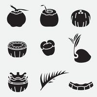 set of coconut good for icon, symbol, element design, silhouette design, etc vector