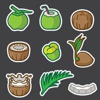 set of coconut good for sticker, badge, element design, icon, print design, etc vector