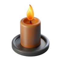 melancholic elegant Isolated cutout, hyper-specific, single burning candle, orange flame, professional render with Transparent Background elite png