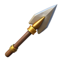 mesmerizing avant-garde Concept art style isolated cutout of a tribal warrior's spear with a flint spearhead with Transparent Background 8K png