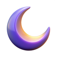 nostalgic extraordinary A stylized crescent moon with glowing edges, with Transparent Background high resolution png