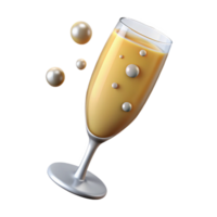 mesmerizing nostalgic futuristic A glass of overflowing champagne with bubbles with Transparent Background sharp png