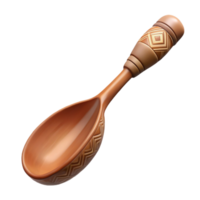 melancholic wonderful Professional render, hyper-specific, isolated cutout of a tribal wooden spoon, carved handle, intricate designs with Transparent Background original png