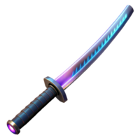 majestic artistic Ultra-detailed, photorealistic, professional render, isolated cutout of a futuristic katana with glowing blade, hyper-specific with Transparent Background gallery standard png
