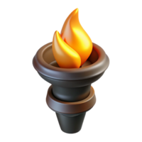 magnificent art deco A stylized, burning torch with a flickering flame with Transparent Background detailed png