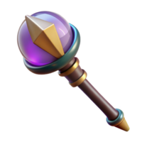 stunning playful renaissance A wizard's staff topped with a glowing crystal orb, with Transparent Background 8K png