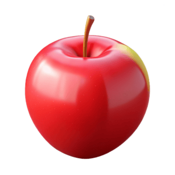 harmonious striking Photorealistic, professional render, isolated cutout of a single, ripe red apple with a stem and visible skin texture with Transparent Background professional png