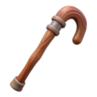 inspired victorian Hyper-specific isolated cutout professional render of a tribal elder's walking stick carved from a single piece of hardwood with Transparent Background flawless png