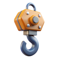 inspired artistic Hyper-specific, professional render of a single, construction crane hook, heavy duty with Transparent Background ultra HD png