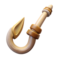 dynamic fascinating Concept art style isolated cutout professional render of a tribal hunter's bone fish hook with Transparent Background refined png