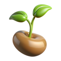 hypnotic quintessential Hyper-specific professional render of a single, sprouting bean seed with emerging root and shoot Isolated cutout with Transparent Background png