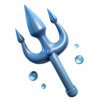 gorgeous urban Hyper-specific, isolated cutout Photorealistic render Single Poseidon's Trident, dripping seawater with Transparent Background expertly shot png
