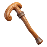 hypnotic bohemian Hyper-specific isolated cutout professional render of a tribal elder's walking stick carved from a single piece of hardwood with Transparent Background crisp png