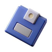 impressive remarkable Photorealistic render of a single floppy disk, isolated cutout with Transparent Background png