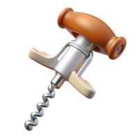 memorable bohemian Photorealistic, hyper-specific professional render of a vintage corkscrew with a bone handle with Transparent Background expertly shot png