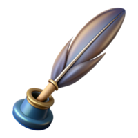 immaculate intense baroque Hyper-specific, professional render of a single, antique quill pen, intricate nib, isolated cutout with Transparent Background exclusive png
