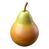 elegant notable Photorealistic, ultra-detailed, hyper-specific professional render of a single ripe Bartlett pear, isolated cutout with Transparent Background png