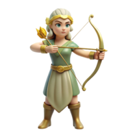 splendid memorable Artemis, goddess of the hunt, with a bow and arrow with Transparent Background png